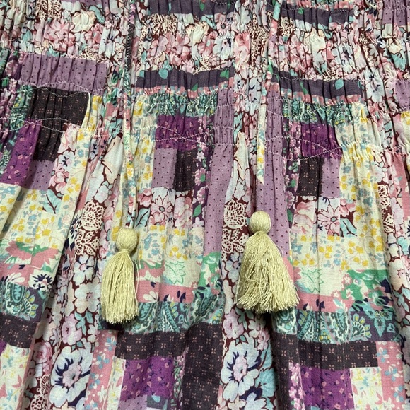 Sea New York Naya patchwork vintage flutter sleeve ruffle dress XS cottagecore - Picture 3 of 10